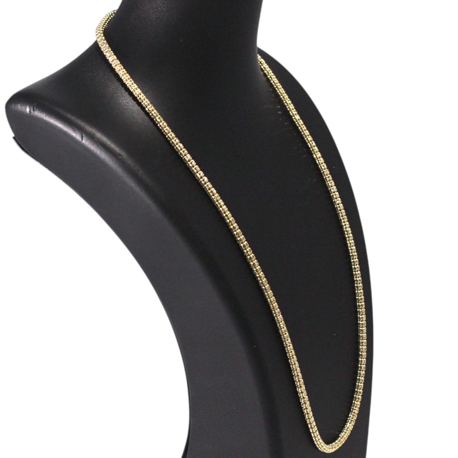 Bling Two Tone White And Yellow Gold Chain 14K