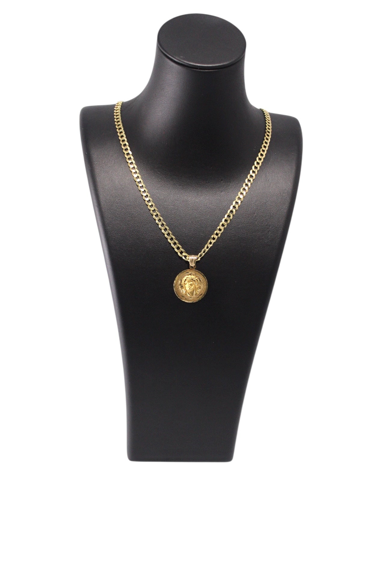 14K Gold Cuban Chain With Religious Pendant