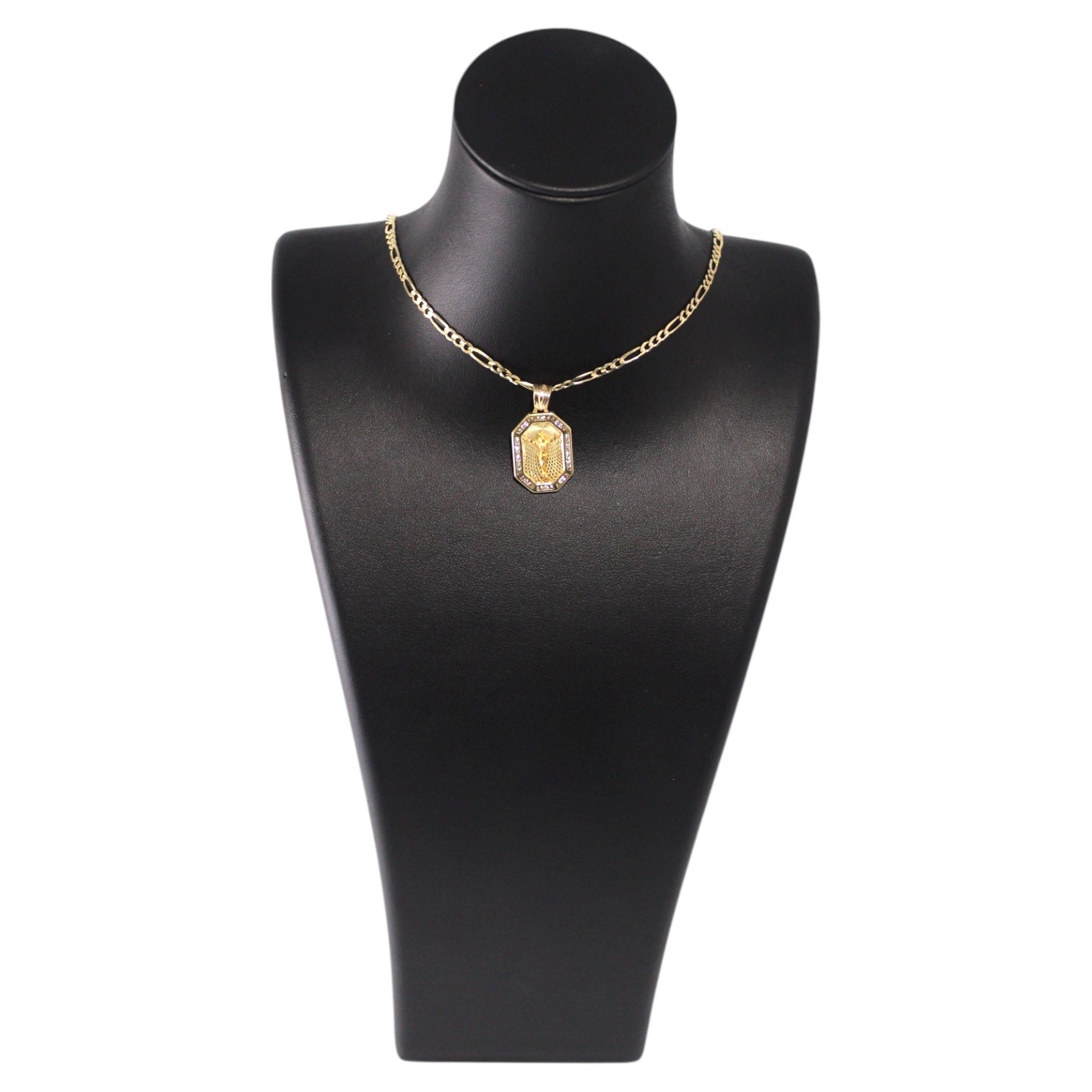 Figaro Chain with Jesus Christ Pendant 14K