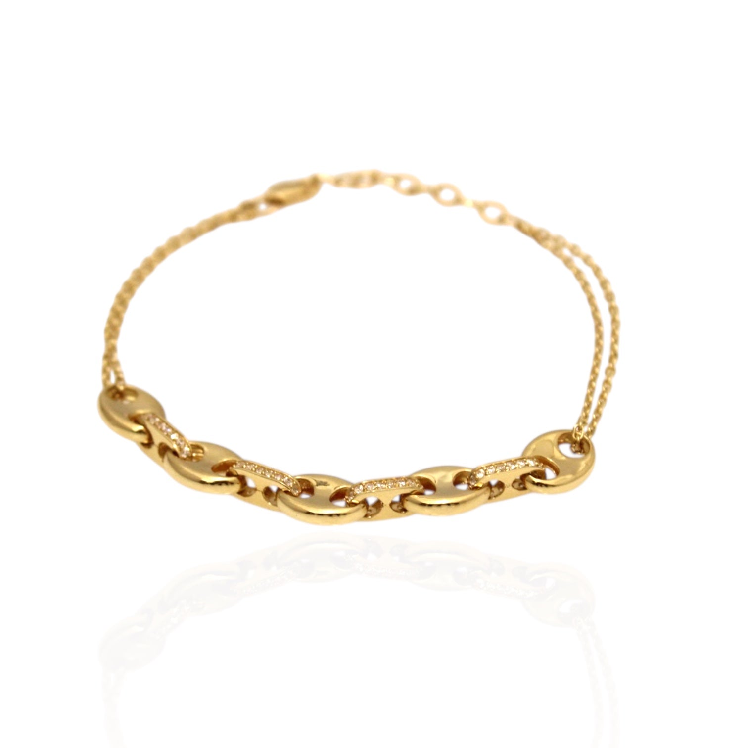 Anchor Puff Fashion 14K Gold Bracelet