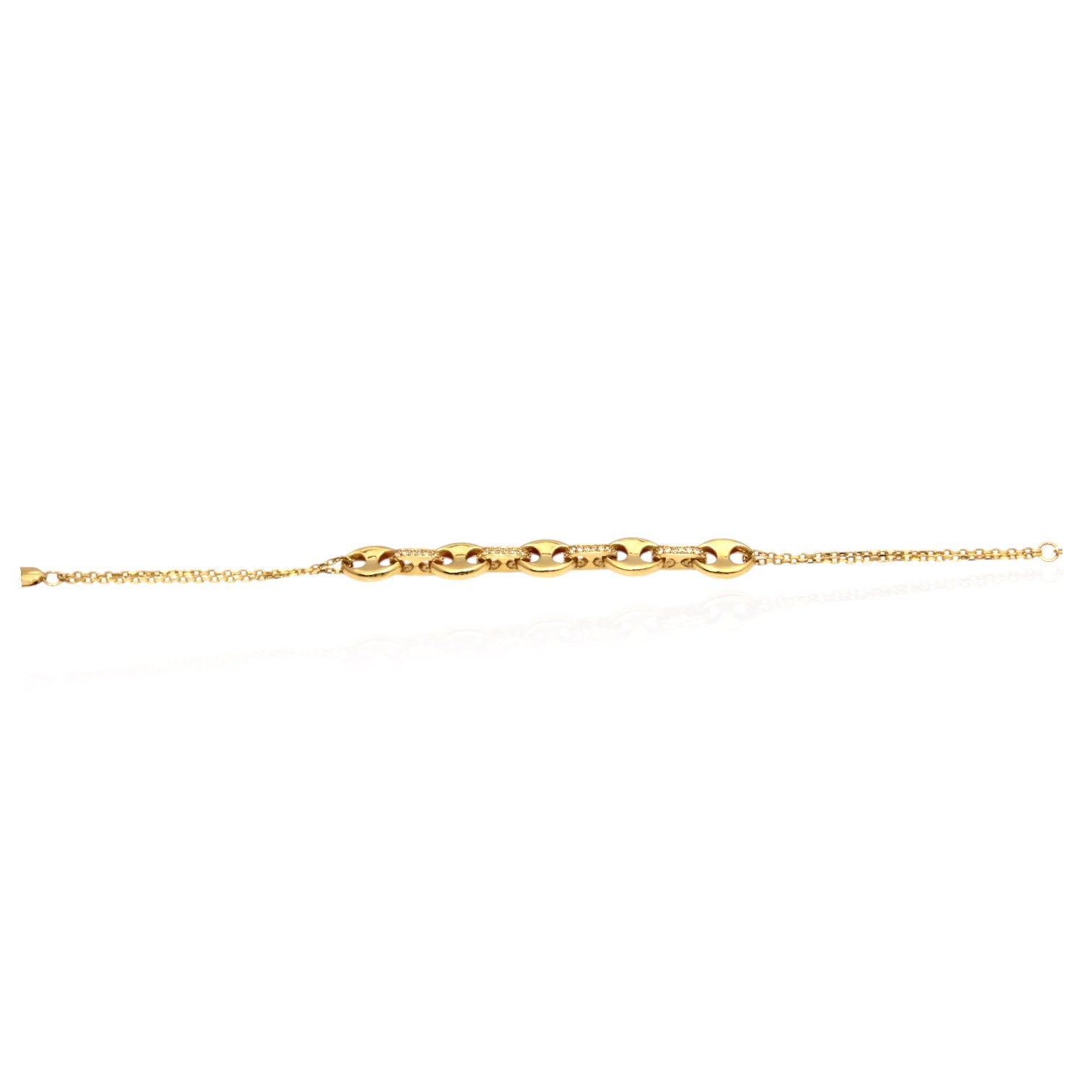 Anchor Puff Fashion 14K Gold Bracelet