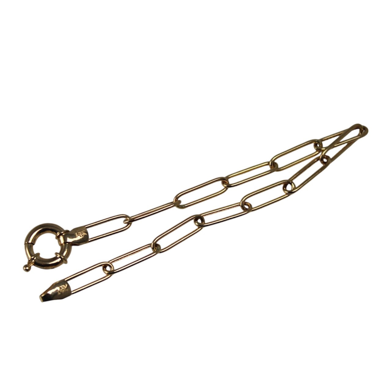14K Gold Semisolid Paper Clip Style Bracelet