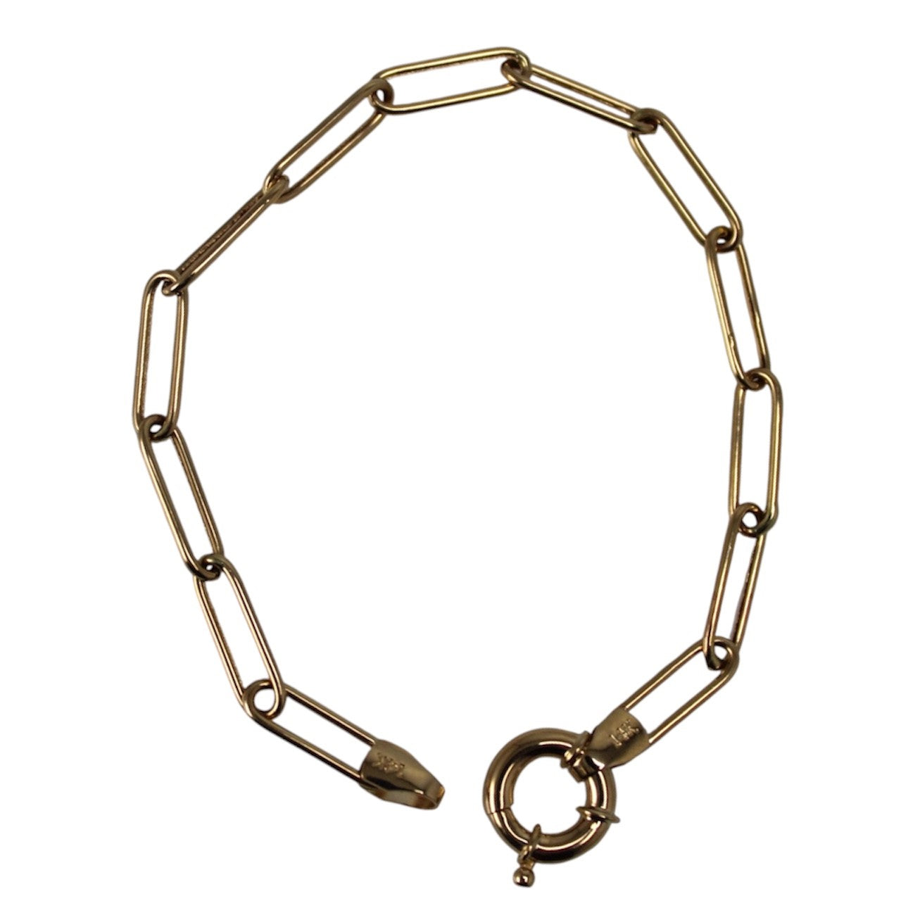 14K Gold Semisolid Paper Clip Style Bracelet