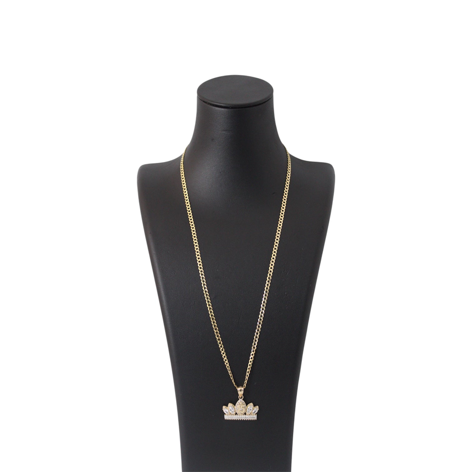 14K Gold Solid Cuban chain with a 15yrld Crown Pendant