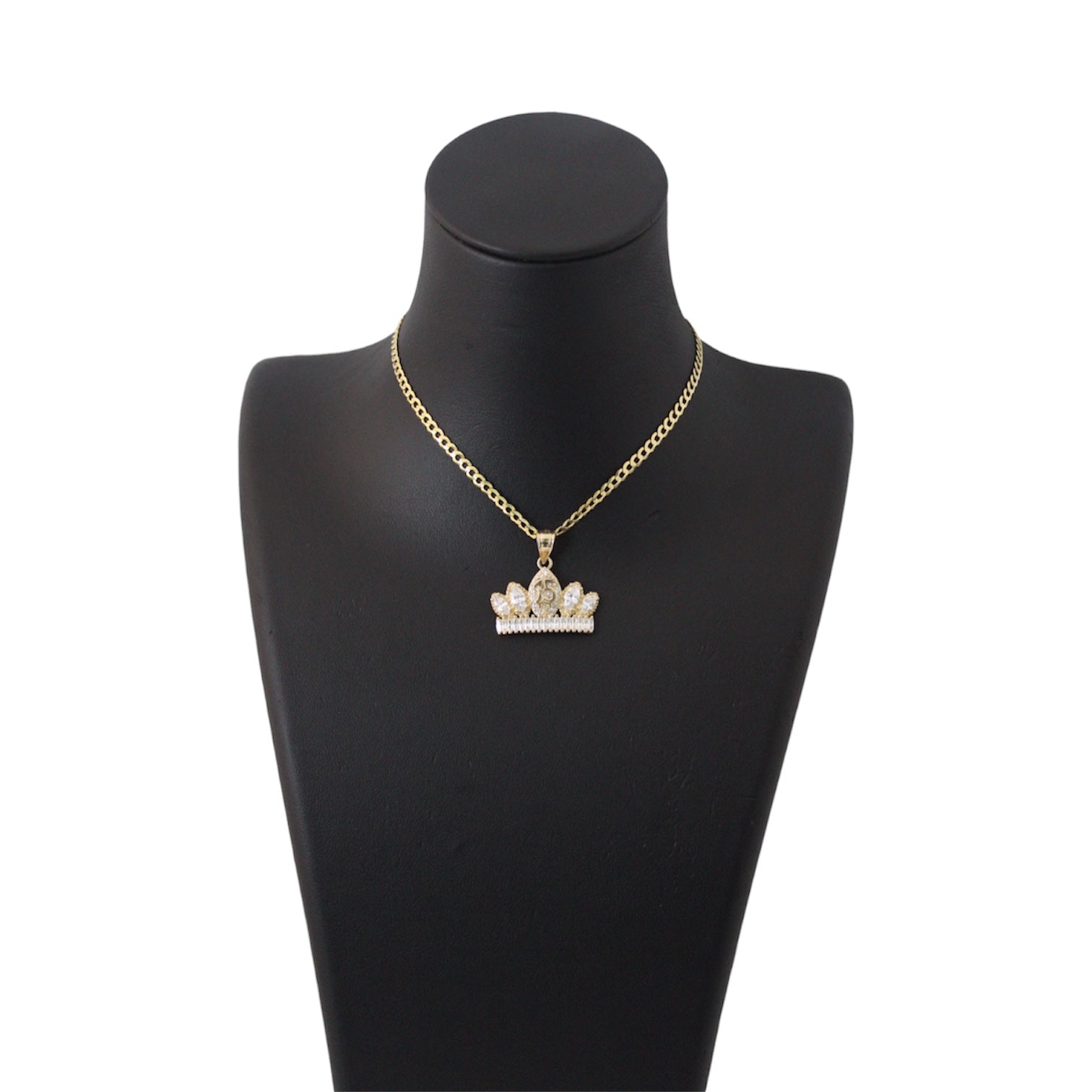 14K Gold Solid Cuban chain with a 15yrld Crown Pendant