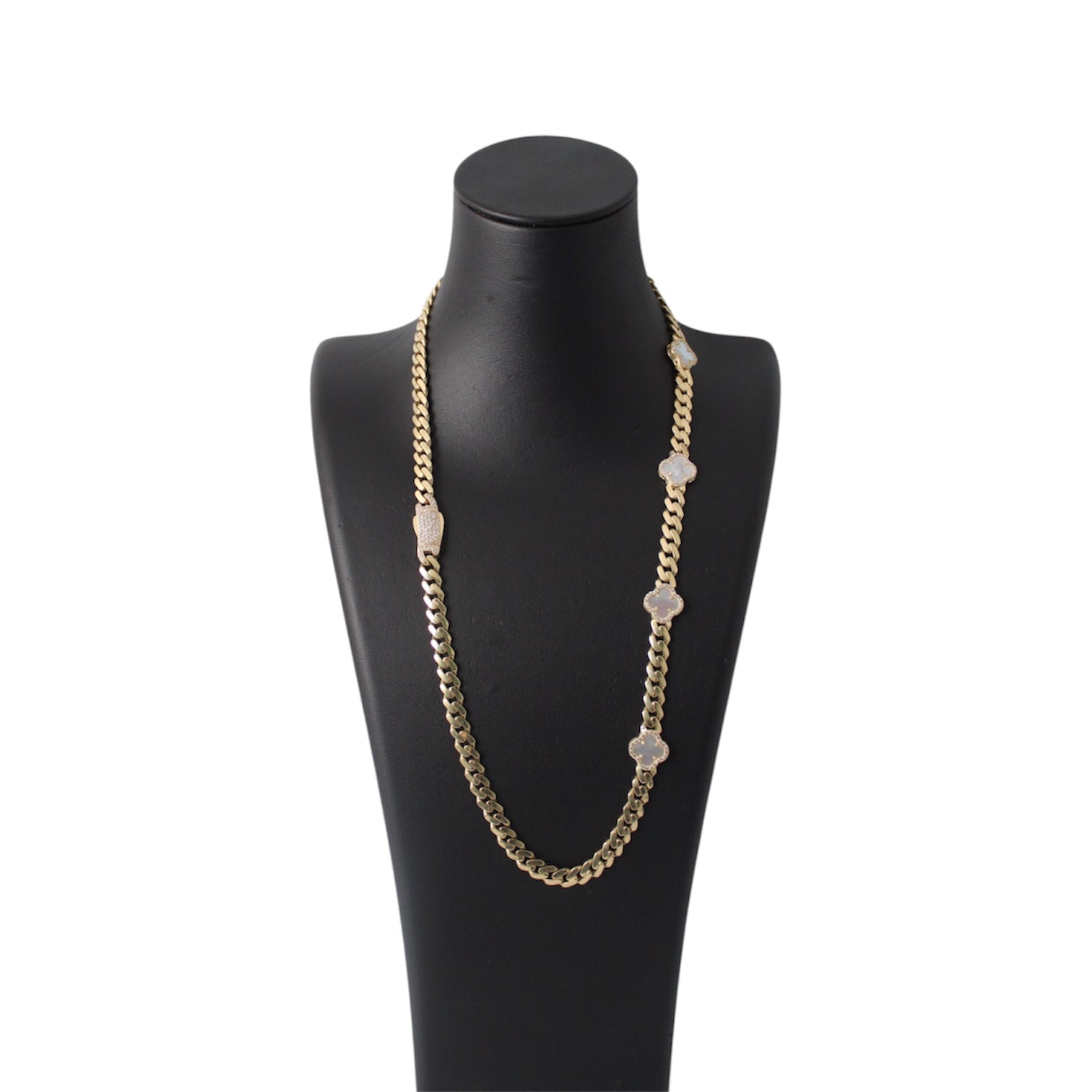 14K Gold Semisolid Cuban Chain with flowers