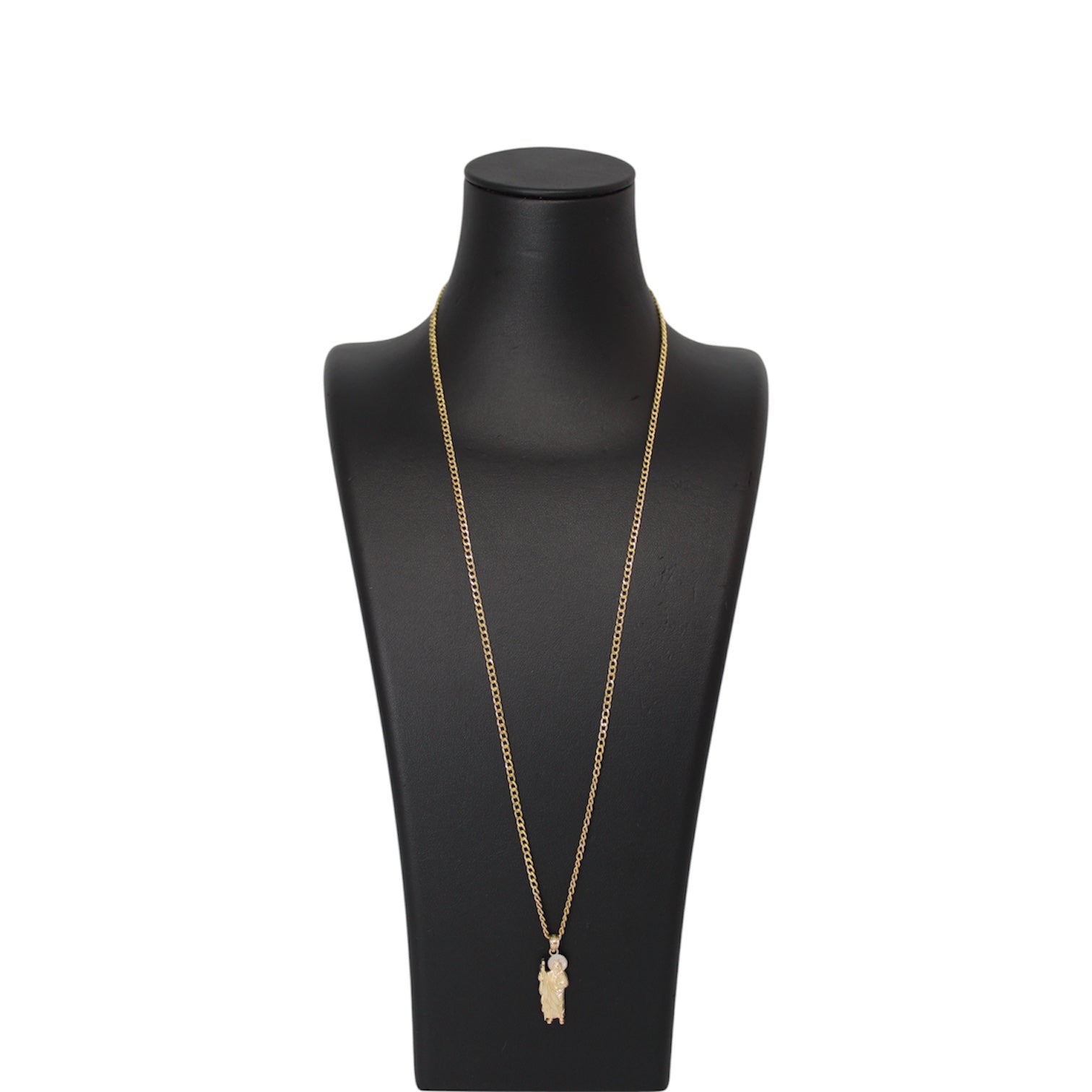 14K Gold Semi-Solid Cuban Chain With A Mini 2-Toned Saint Jude Pendant