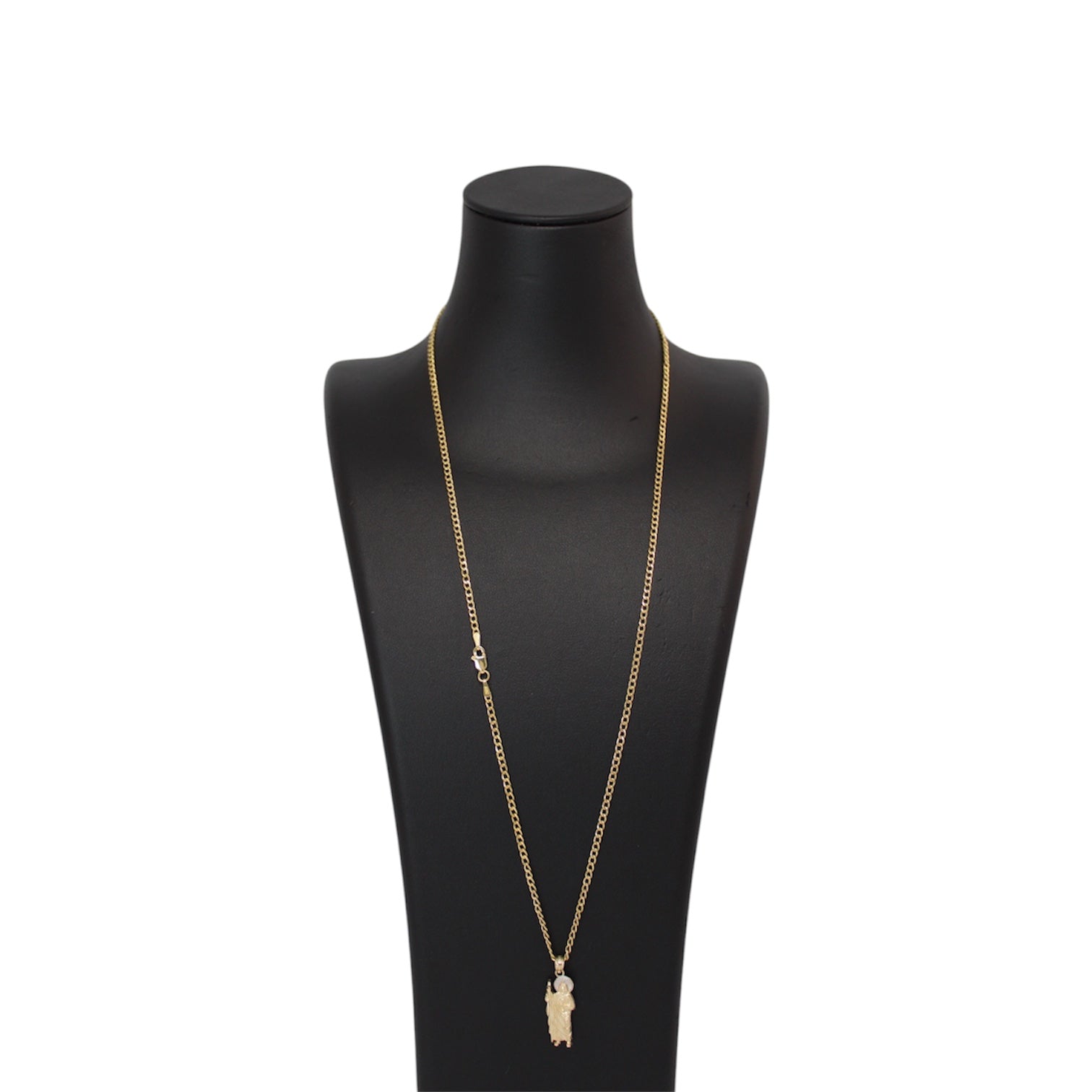 14K Gold Semi-Solid Cuban Chain With A Mini 2-Toned Saint Jude Pendant