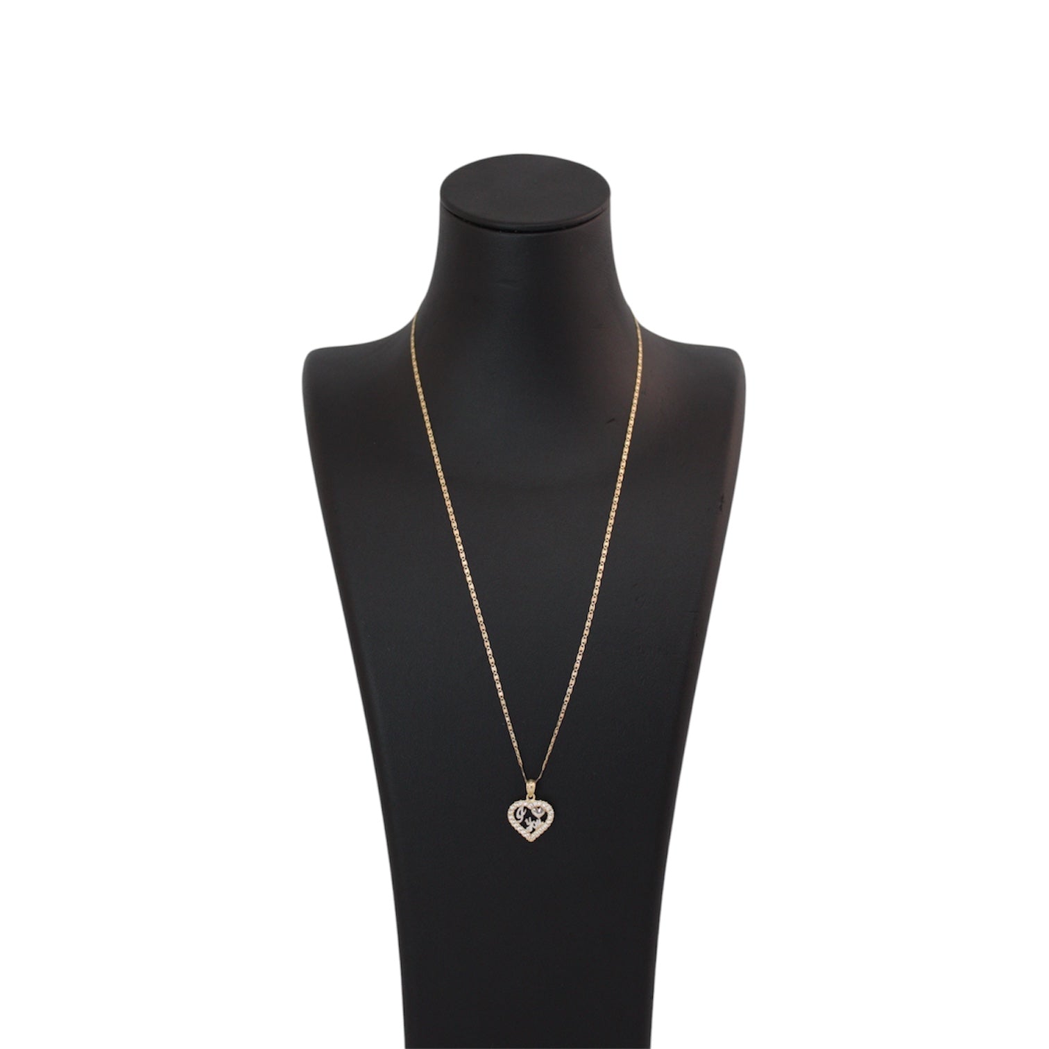 14K Gold Thin 3-Toned Valen Chain with A "I Love You" 2-toned Heart Pendant