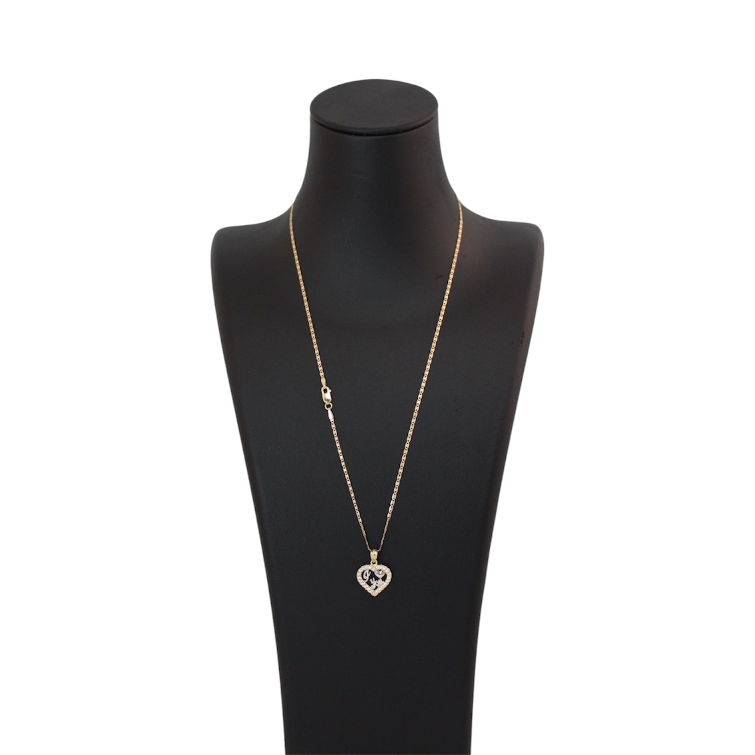 14K Gold Thin 3-Toned Valen Chain with A "I Love You" 2-toned Heart Pendant