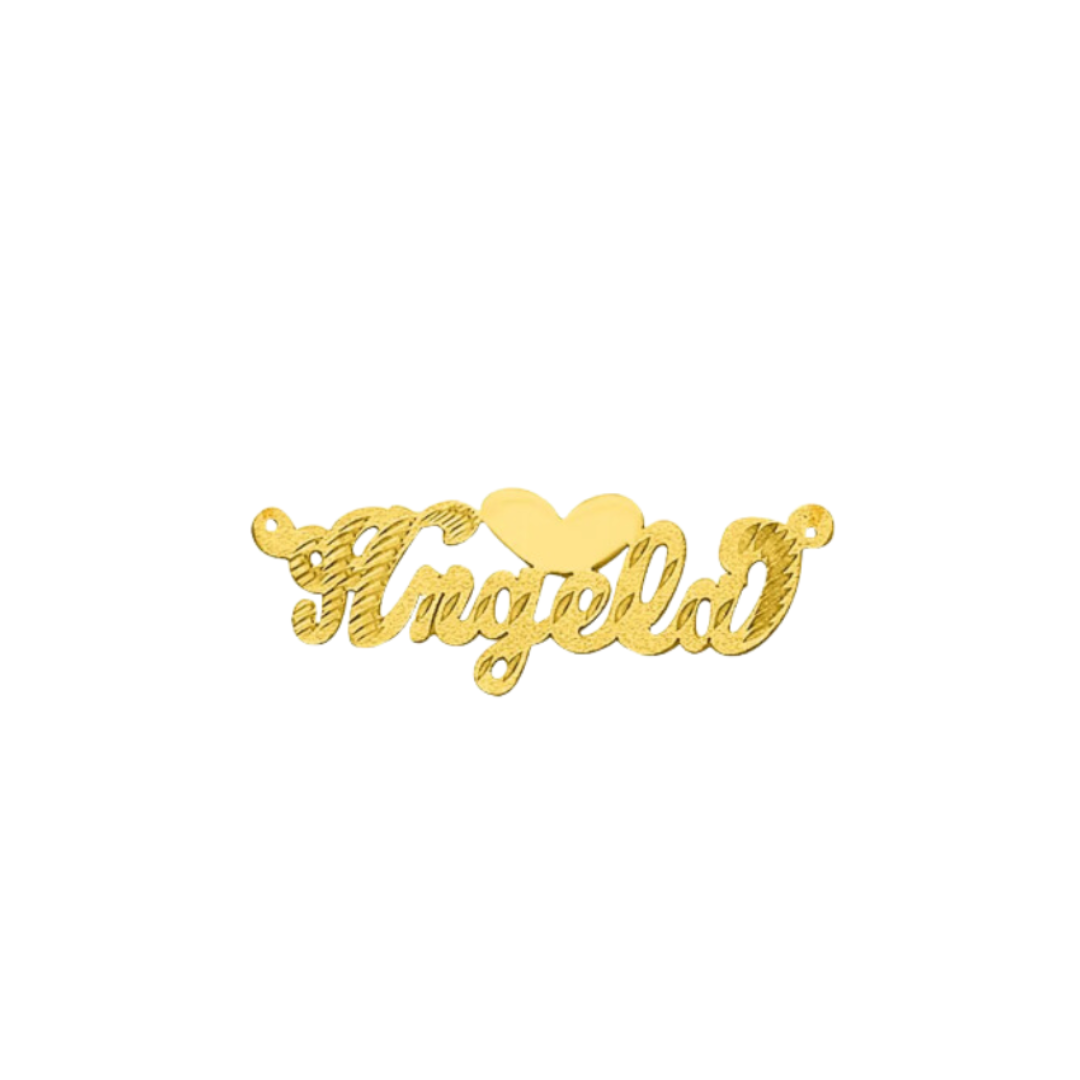 Custom Name Angela Heart Style 14K Gold