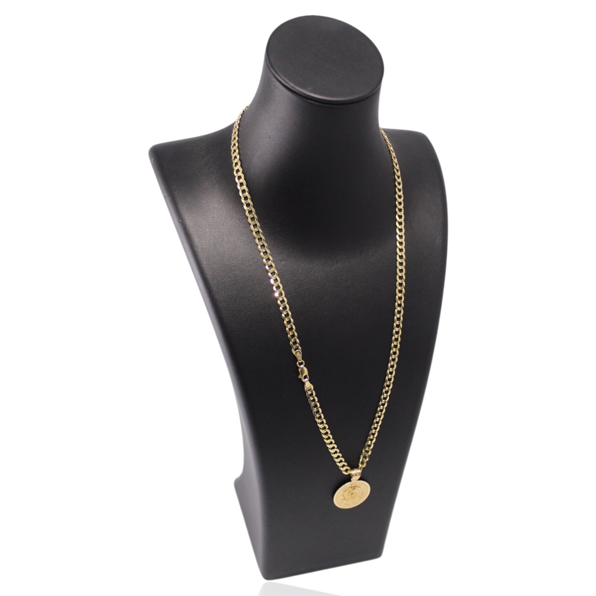 14K Gold Cuban Chain With Religious Pendant
