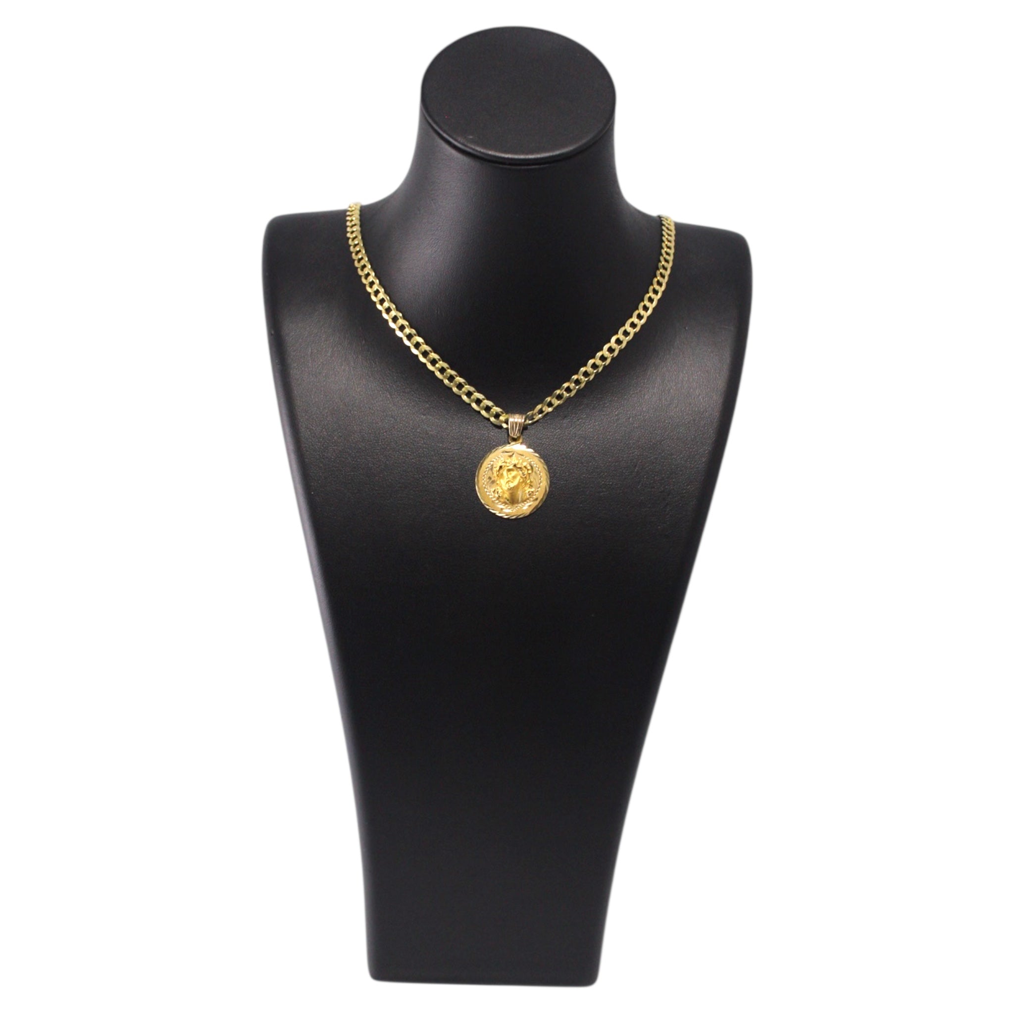 14K Gold Cuban Chain With Religious Pendant