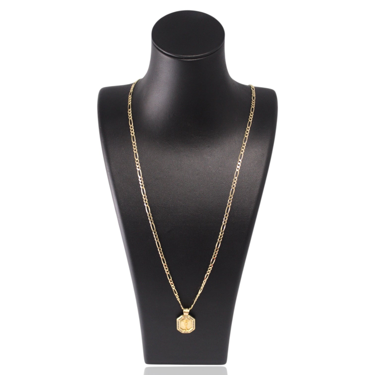 Figaro Chain with Jesus Christ Pendant 14K