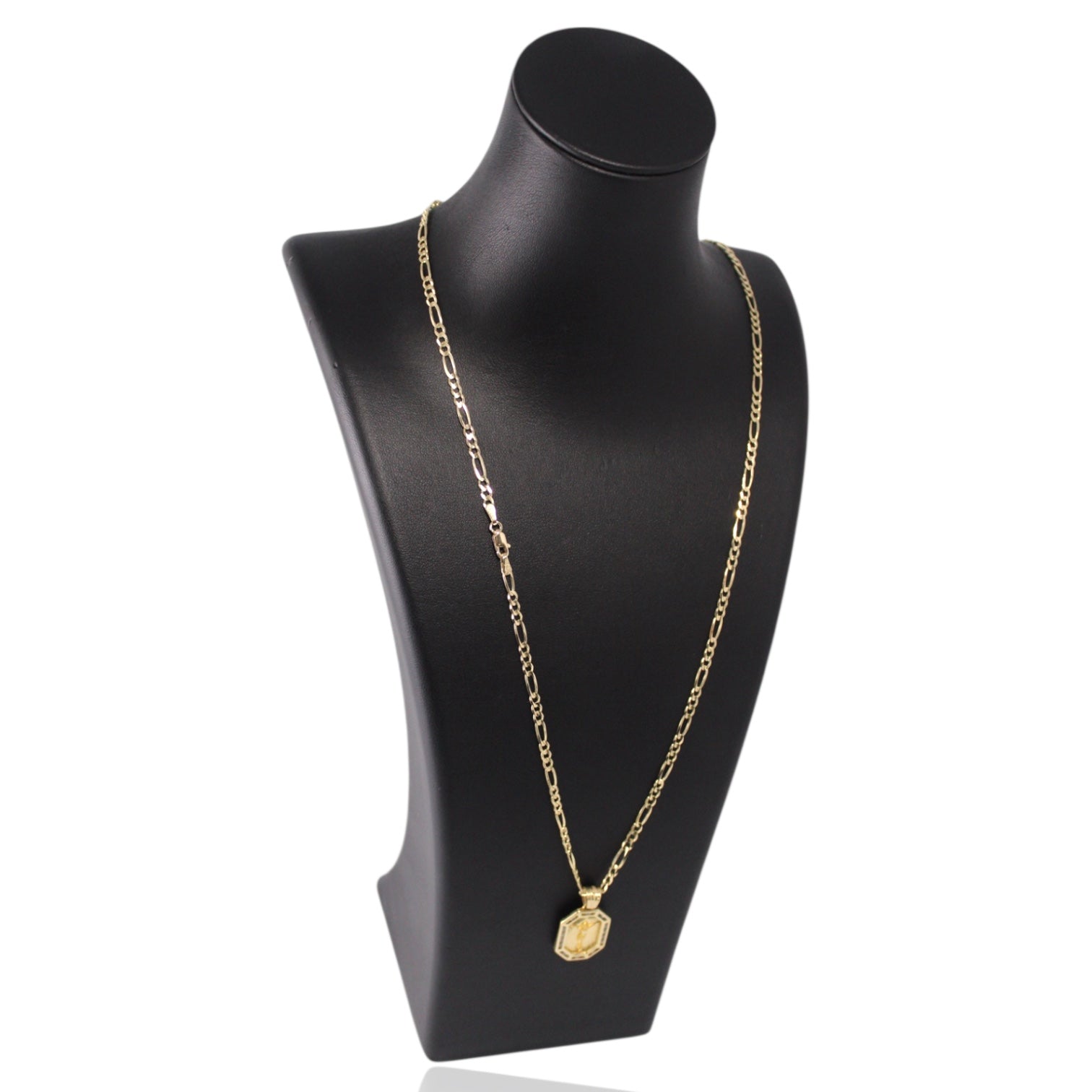 Figaro Chain with Jesus Christ Pendant 14K