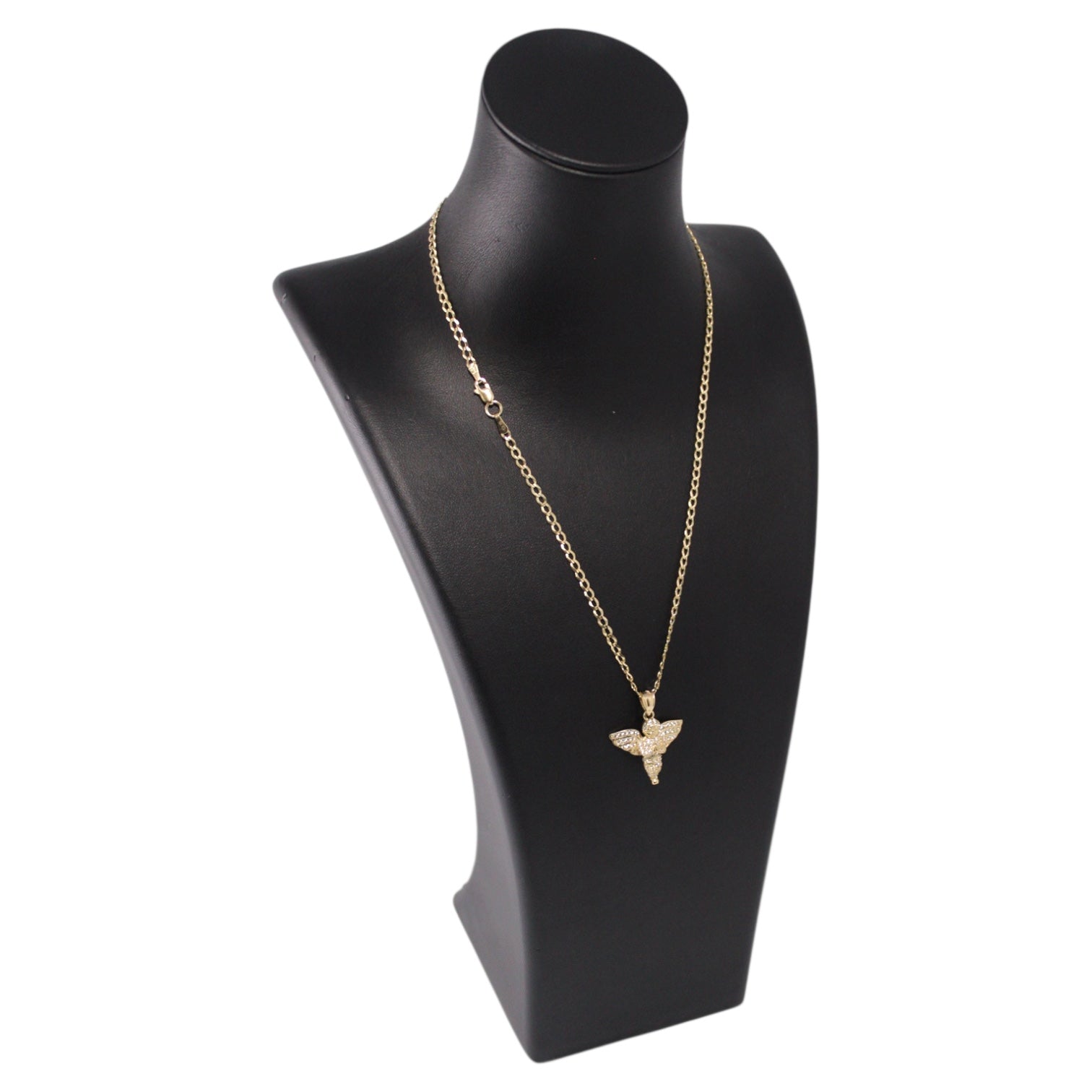 Cuban Gold Chain with Angel Pendant 14K
