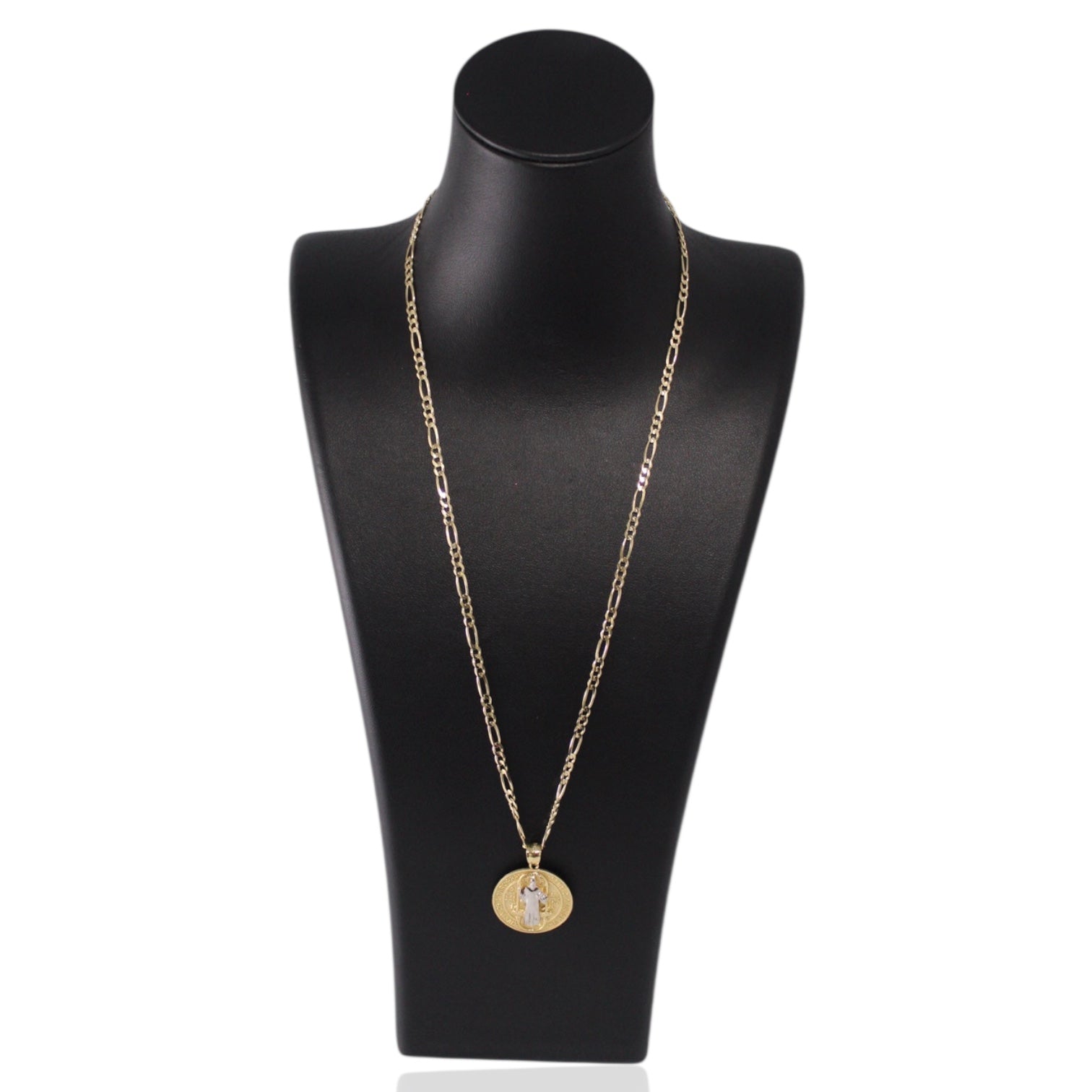 Figaro Chain With San Benito Pendant 14K Gold