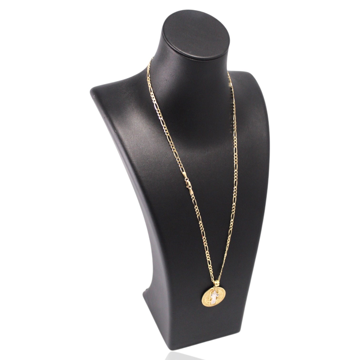 Figaro Chain With San Benito Pendant 14K Gold