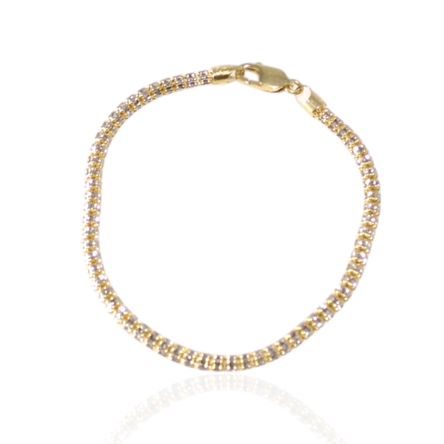 Bling Two Tone 14K Gold Bracelet