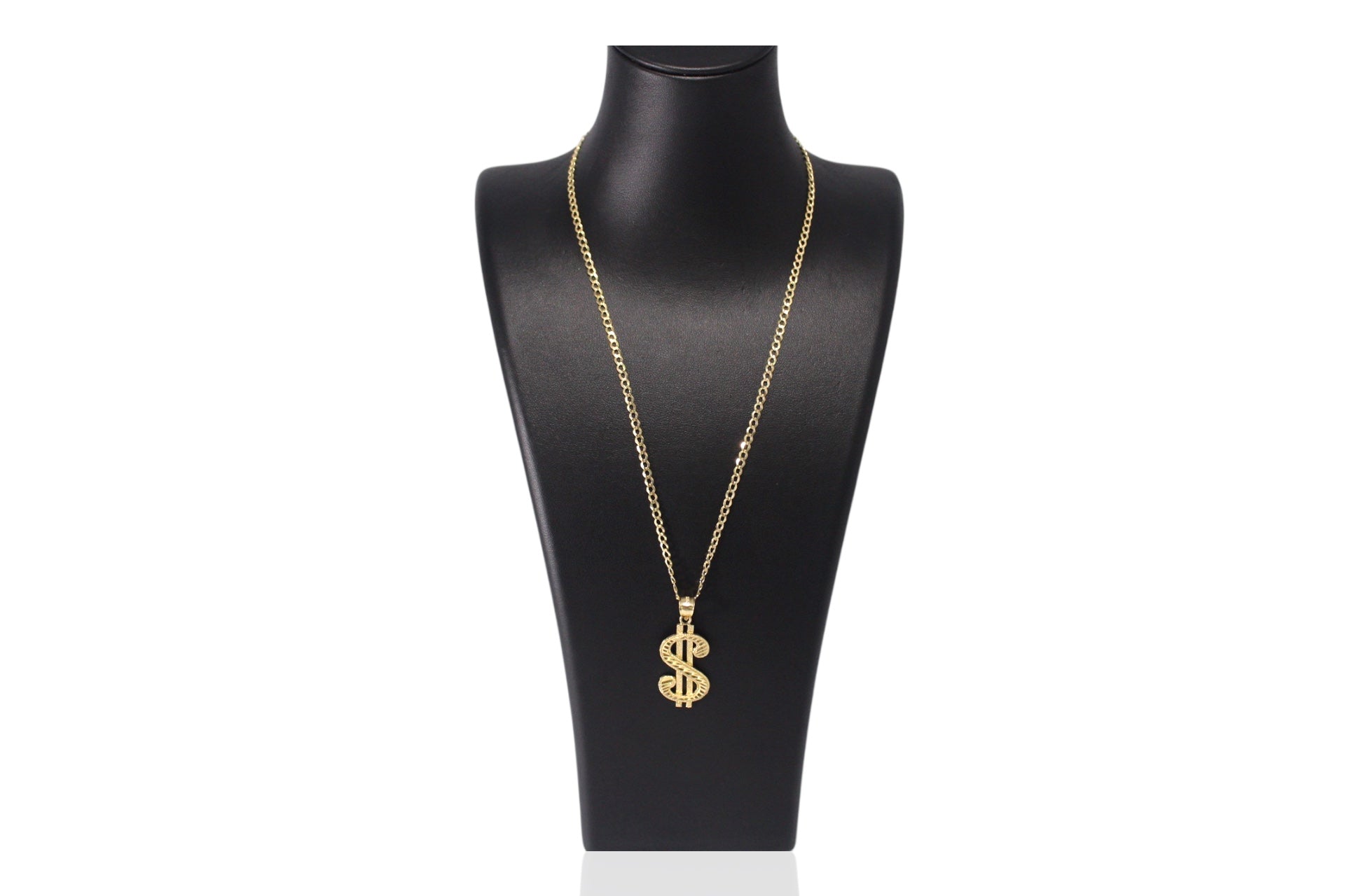 Cuban Gold 14K Chain with Dollar Sign Pendant