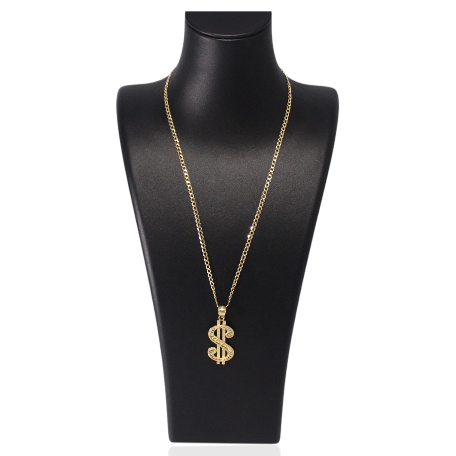 Cuban Gold 14K Chain with Dollar Sign Pendant