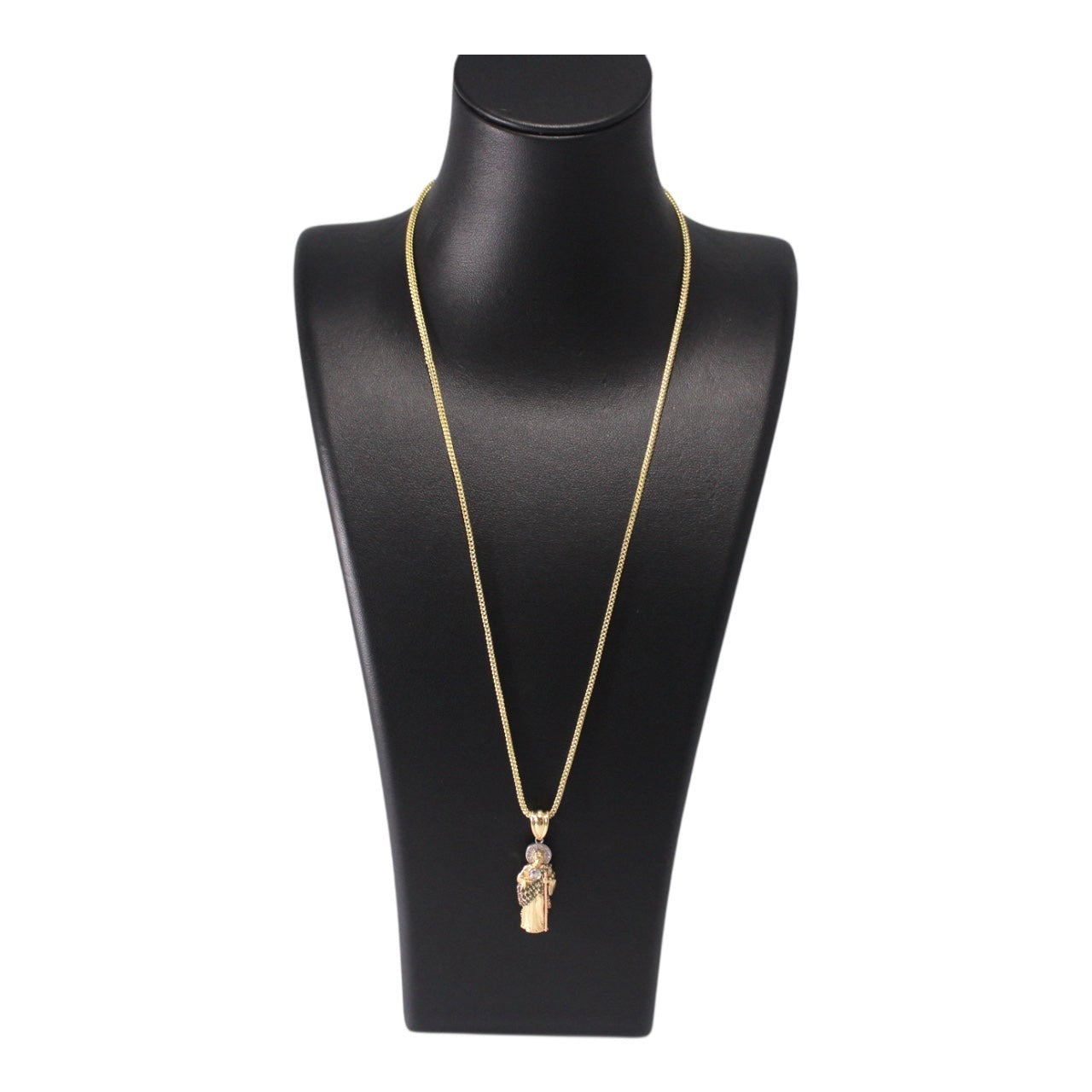 Cuban 14k Gold Chain With San Judas Pendant