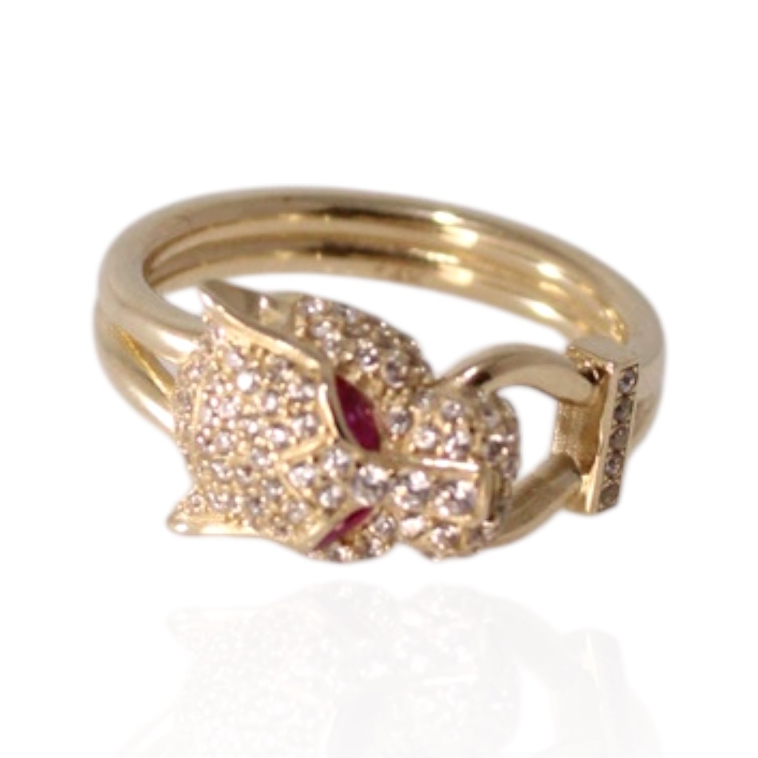 Panther Pink CZ Eye 14K Gold Ring