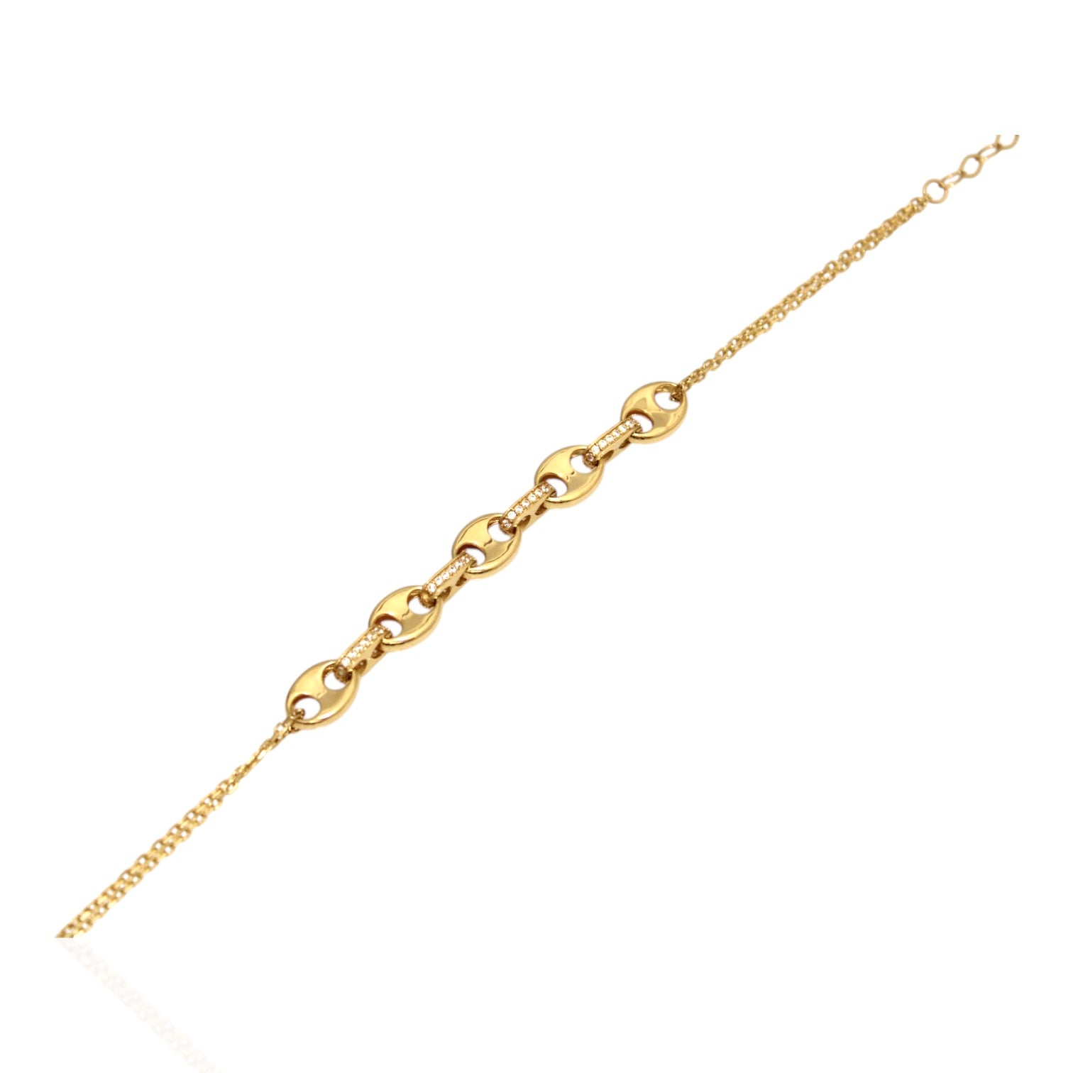 Anchor Puff Fashion 14K Gold Bracelet