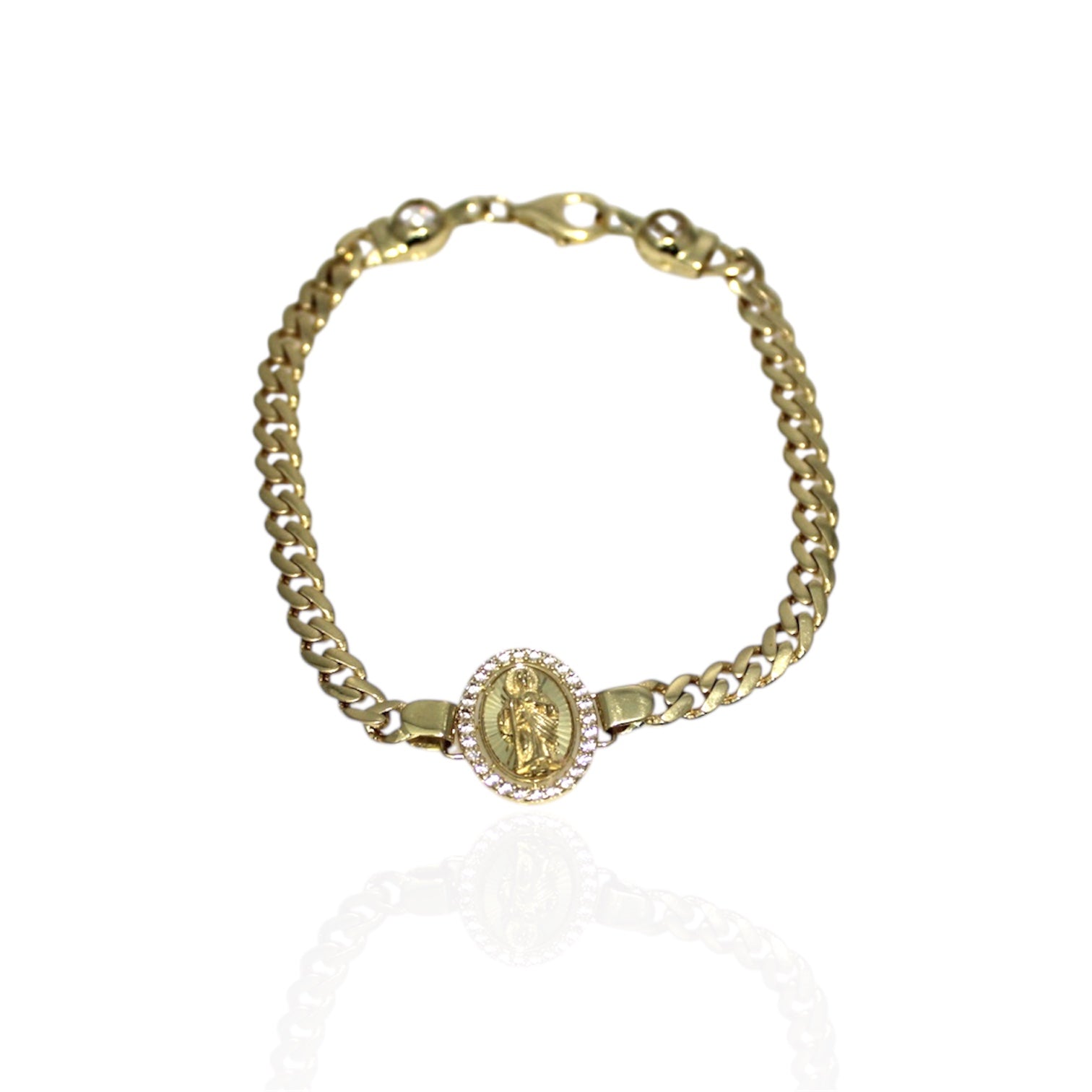 MONACO BRACELET WITH SAN JUDAS IMAGE 14K GOLD