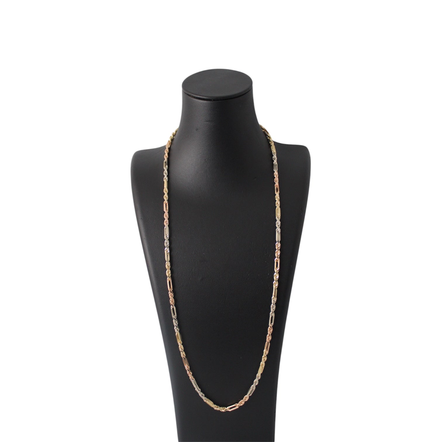 14K Gold Solid 3toned Milano chain