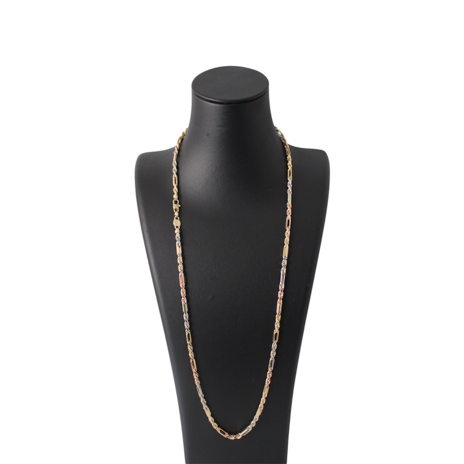14K Gold Solid 3toned Milano chain