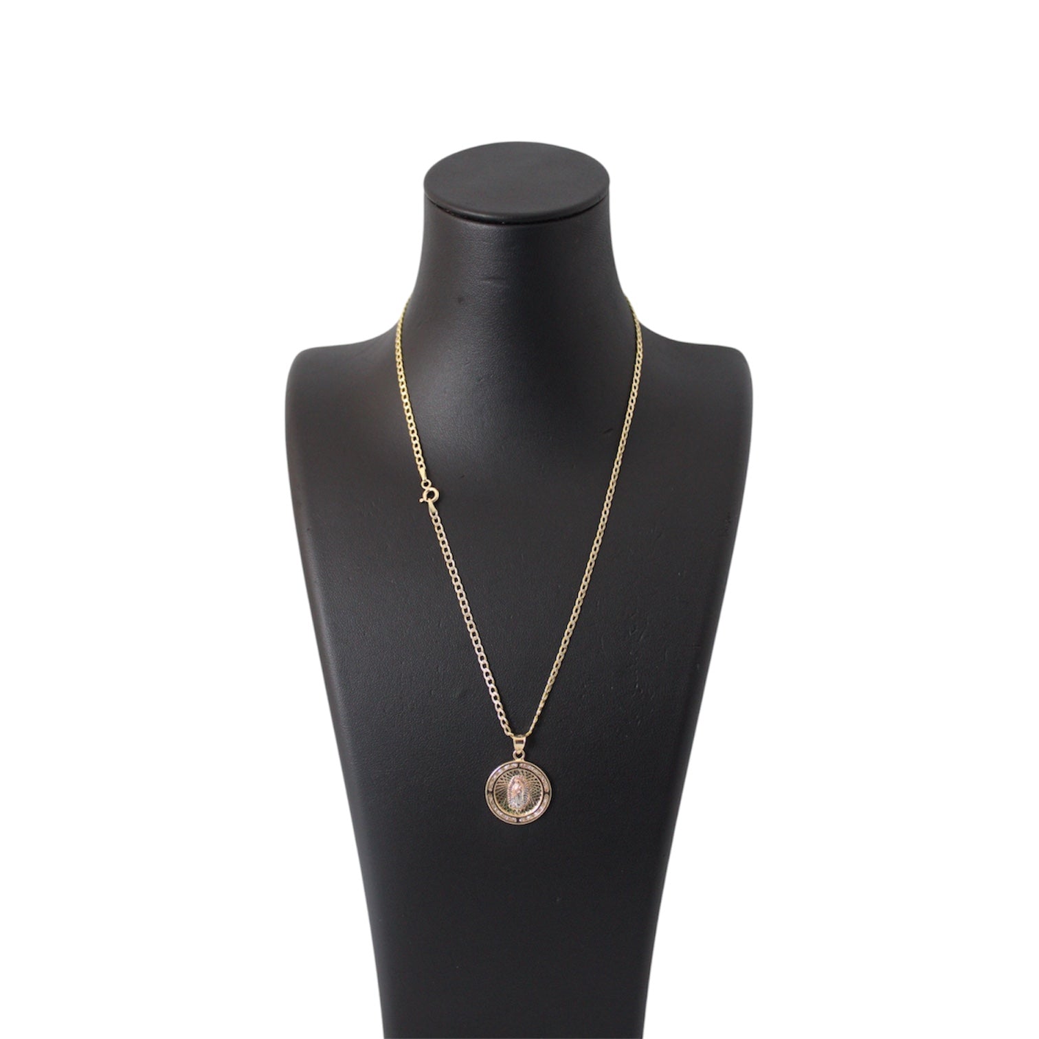14K Gold Semisolid Cuban Chain with diamond cut and 3toned virgin Mary pendant