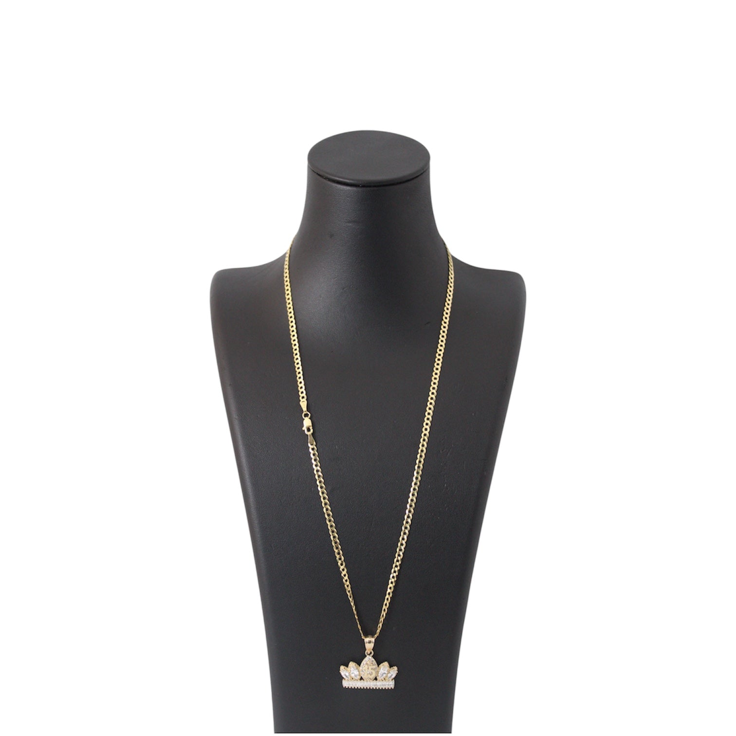14K Gold Solid Cuban chain with a 15yrld Crown Pendant