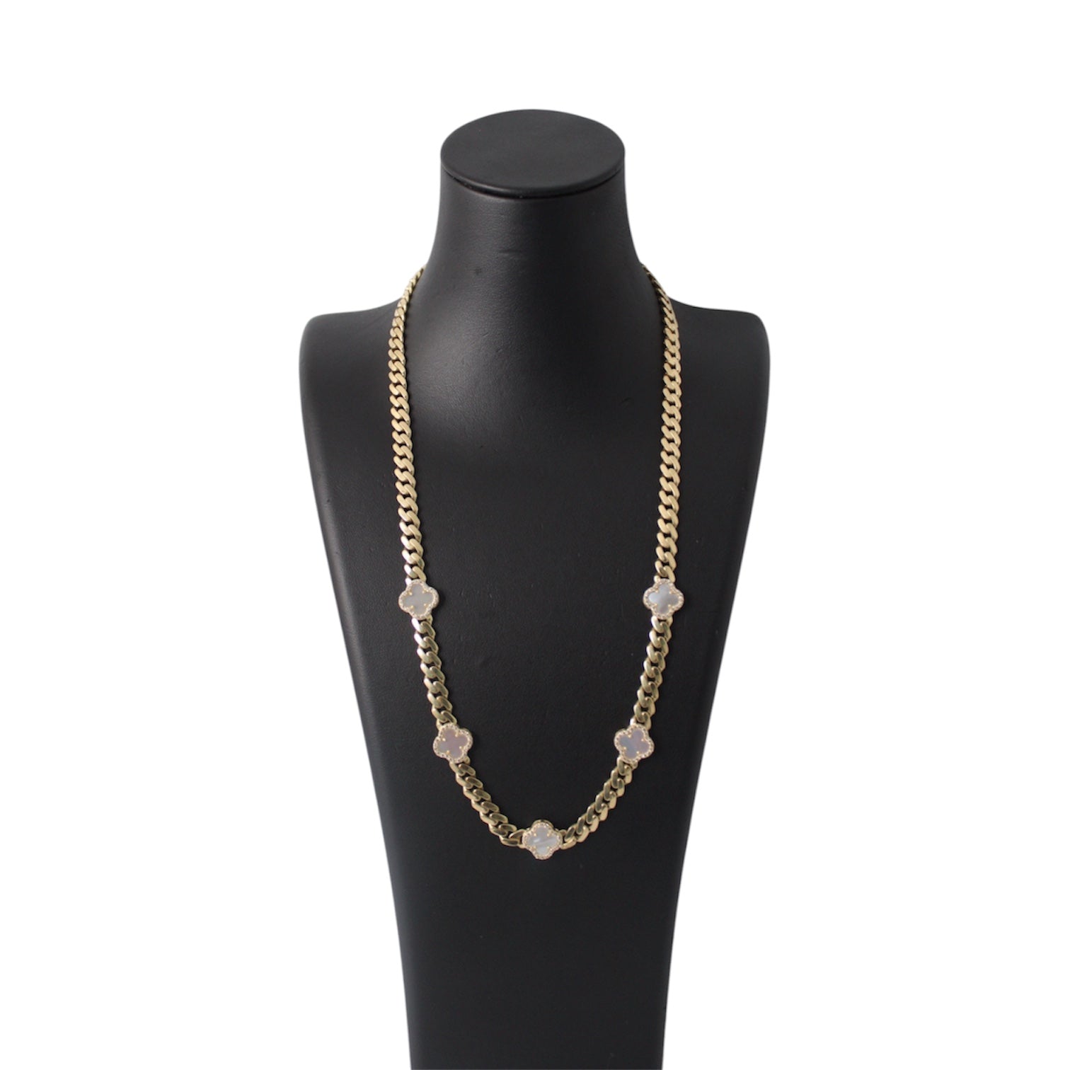 14K Gold Semisolid Cuban Chain with flowers