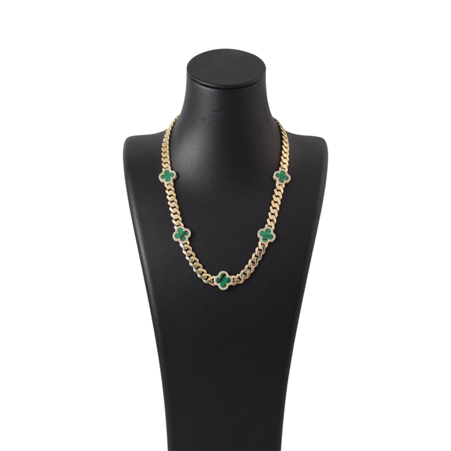 14K Gold Semisolid Cuban Chain with flowers