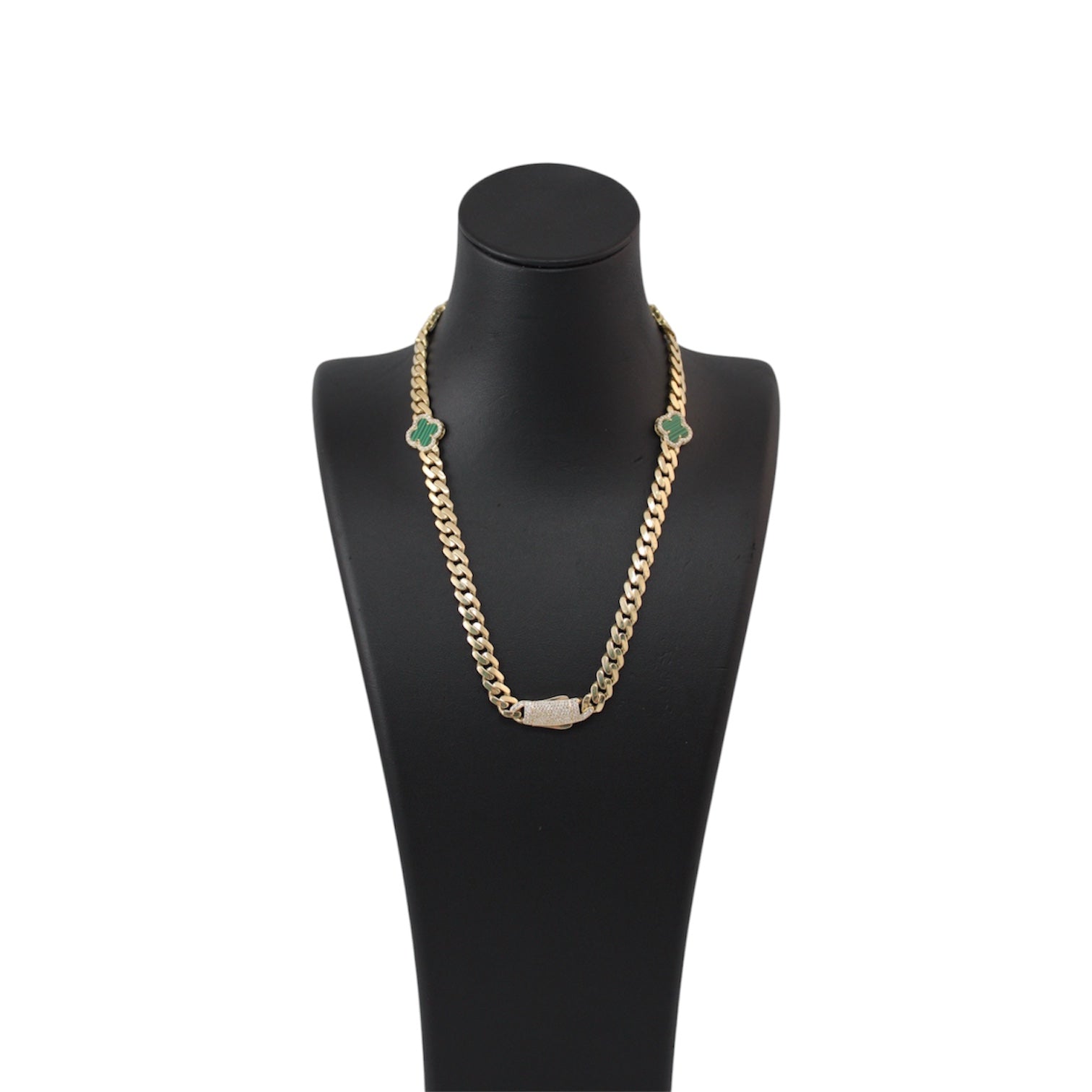 14K Gold Semisolid Cuban Chain with flowers