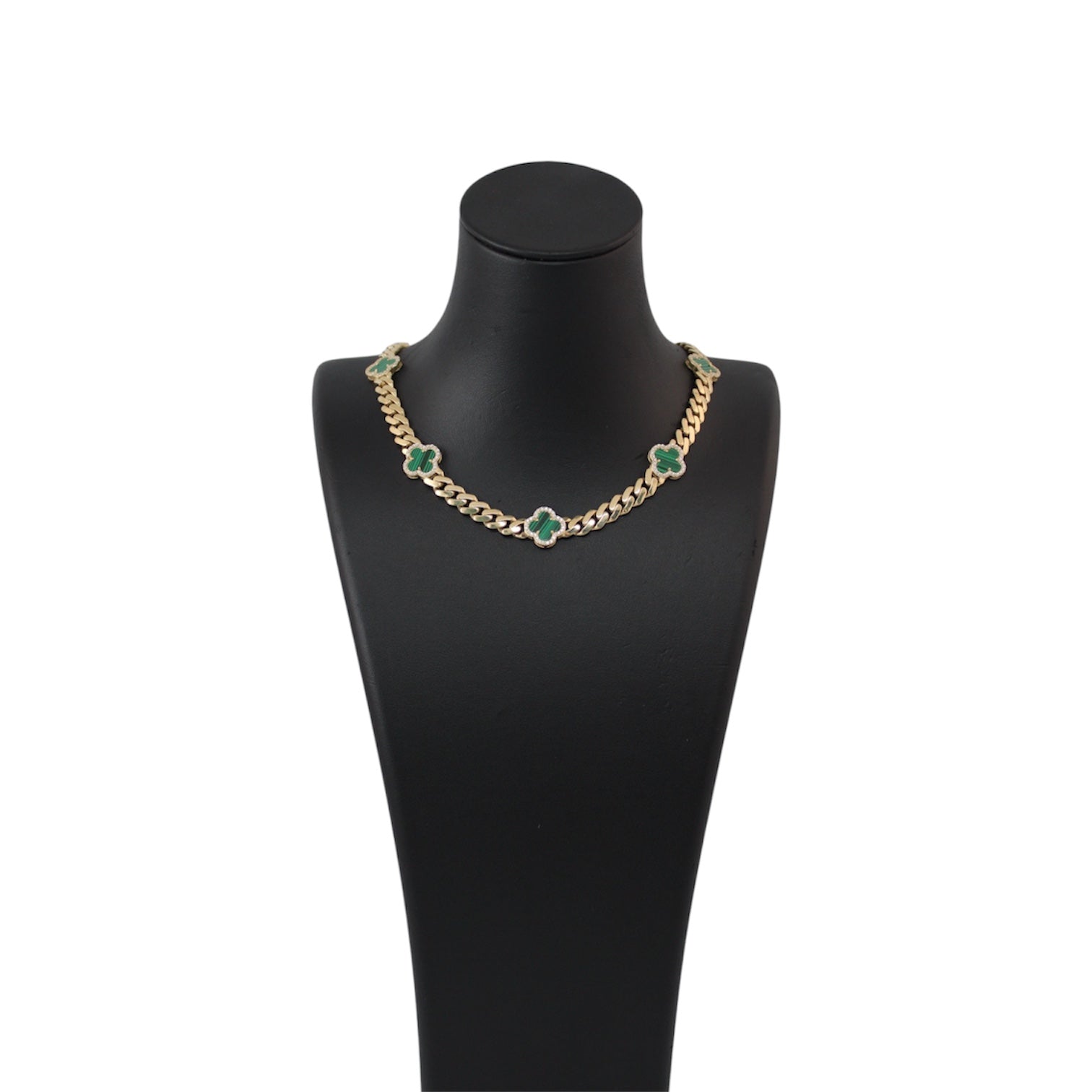 14K Gold Semisolid Cuban Chain with flowers