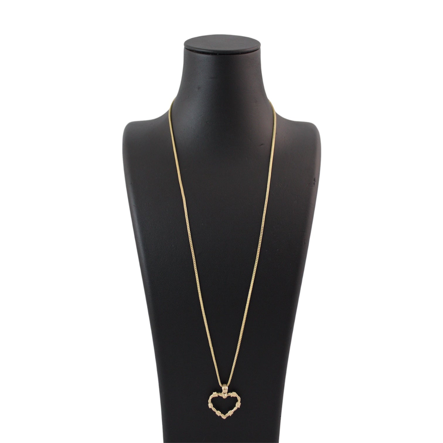 14K Gold Semi Solid Franco Chain With A Solid Karol G Style Heart Pendant