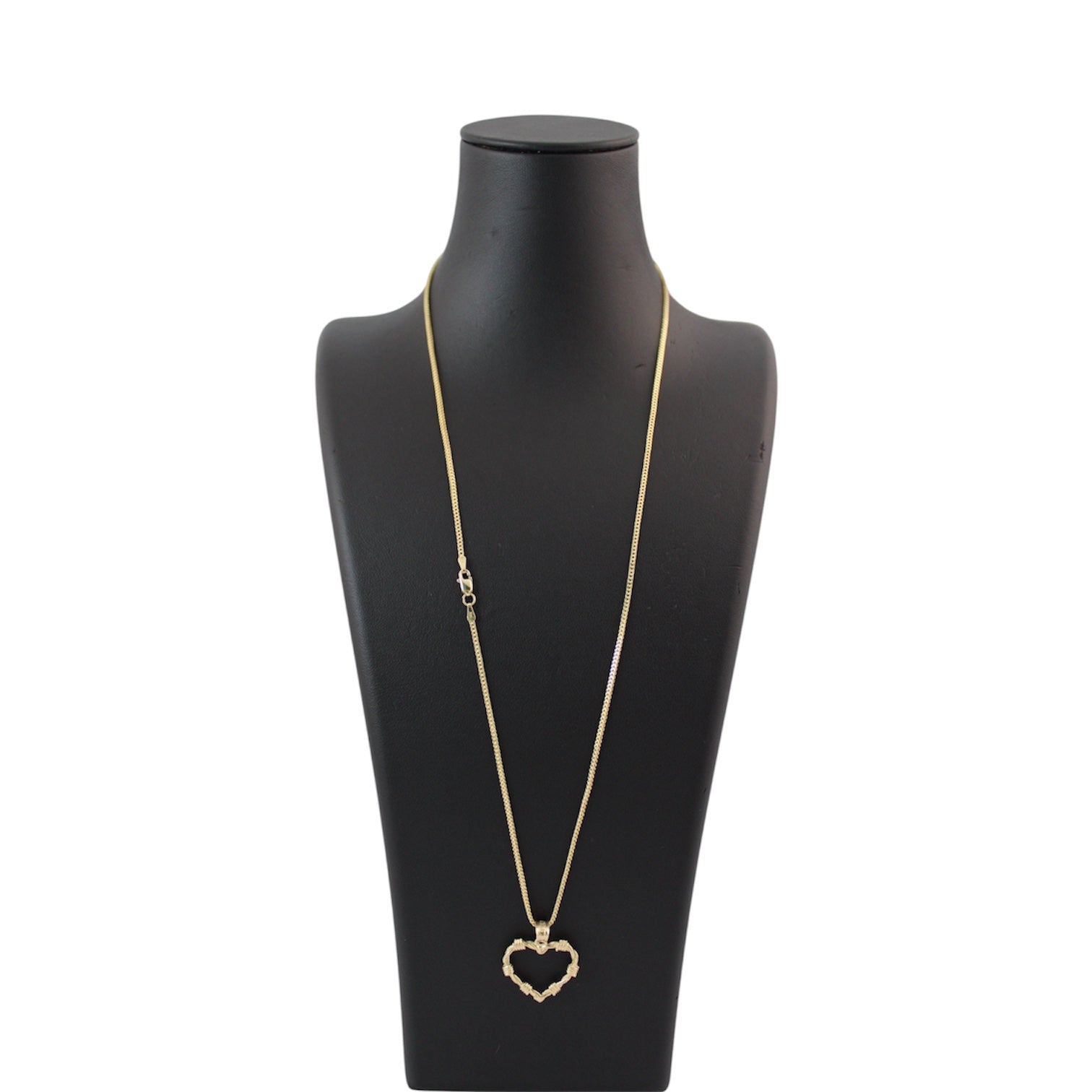 14K Gold Semi Solid Franco Chain With A Solid Karol G Style Heart Pendant