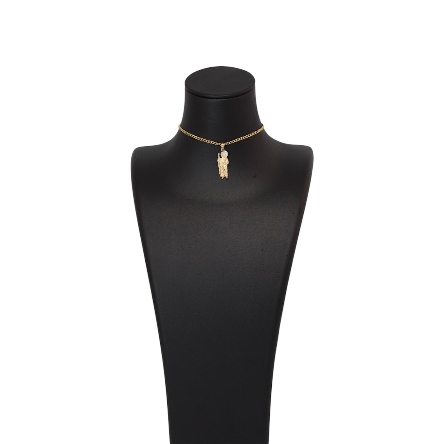 14K Gold Semi-Solid Cuban Chain With A Mini 2-Toned Saint Jude Pendant