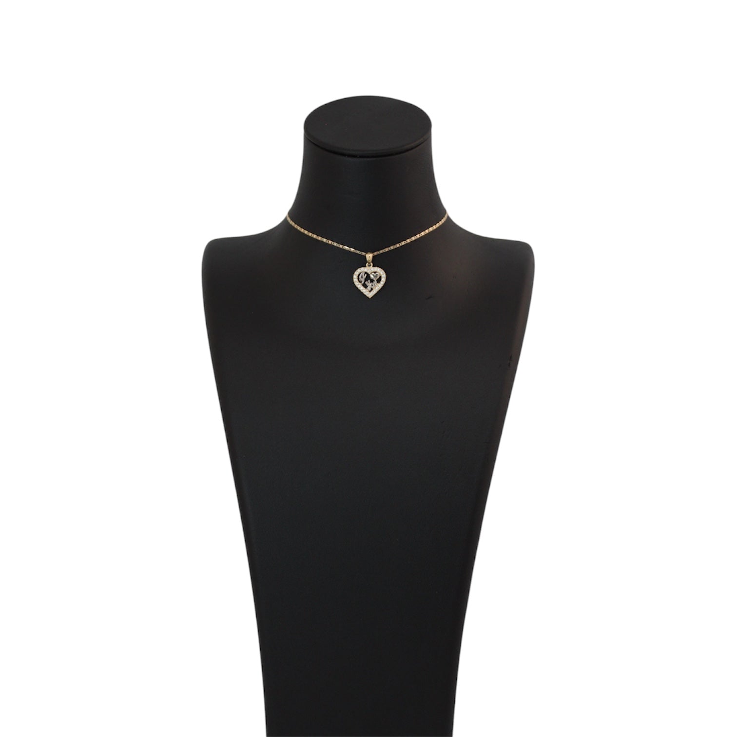 14K Gold Thin 3-Toned Valen Chain with A "I Love You" 2-toned Heart Pendant