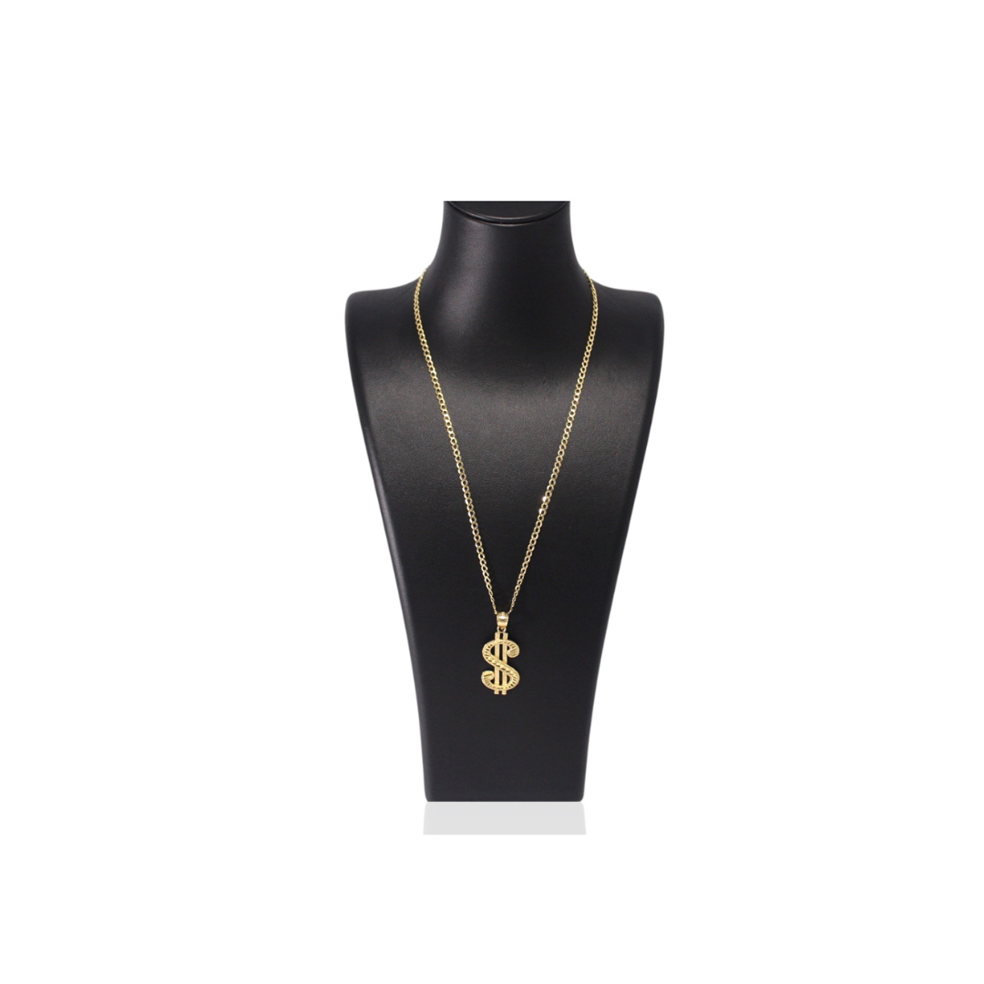Cuban Gold 14K Chain with Dollar Sign Pendant